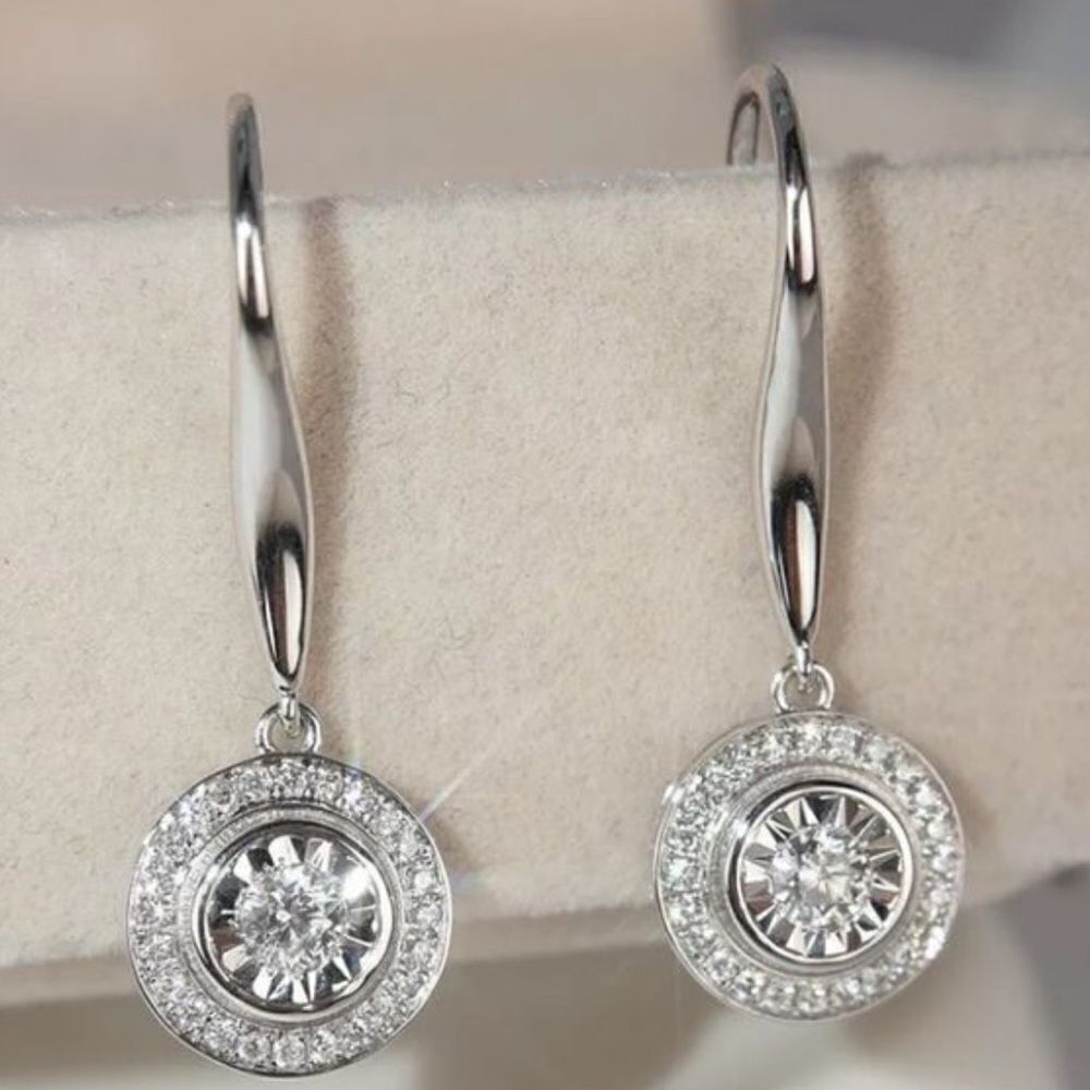 The Dazzling Dish 925 Silver White Sapphire Drop earrings